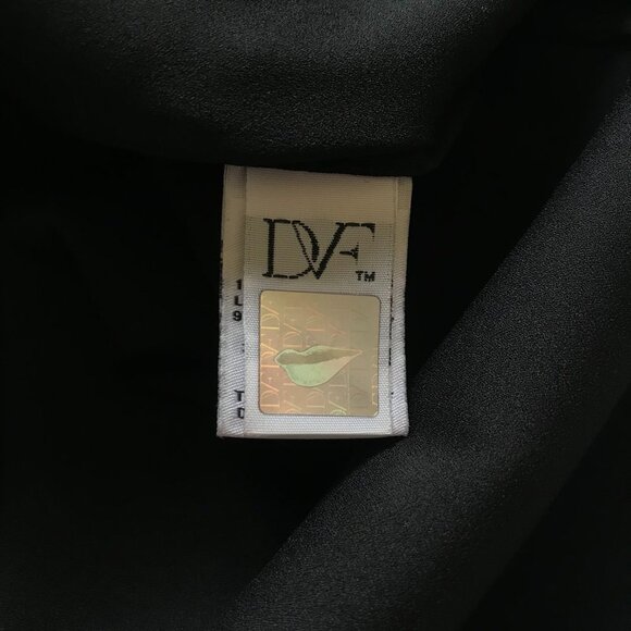 DVF Halter Neck Silk Print Blouse Top Shirt Womens Small Black White Beaded Gems - Picture 7 of 14